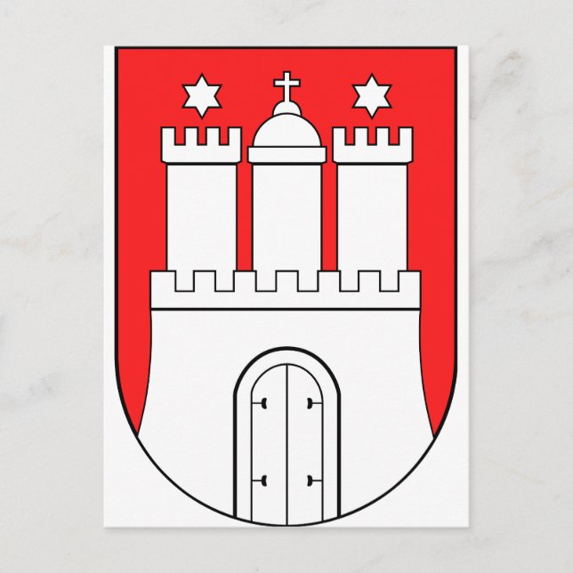 Official Coat of Arms Hamburg Germany Symbol Postcard (Front)