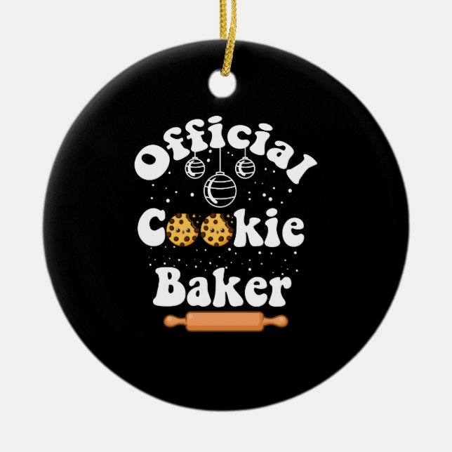 Official Cookie Baker Cookie Lovers Christmas Ceramic Ornament (Front)