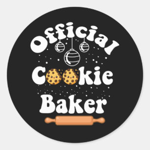 Official Cookie Baker Cookie Lovers Christmas Classic Round Sticker