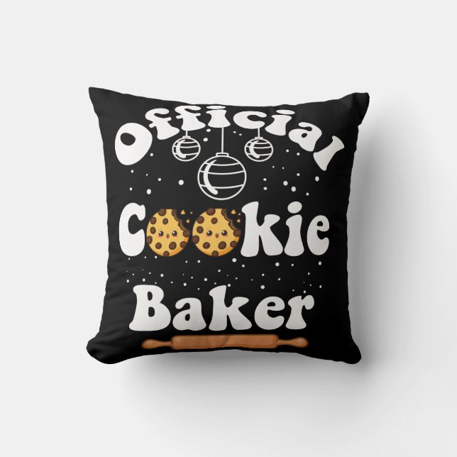 Official Cookie Baker Cookie Lovers Christmas Throw Pillow (Front)
