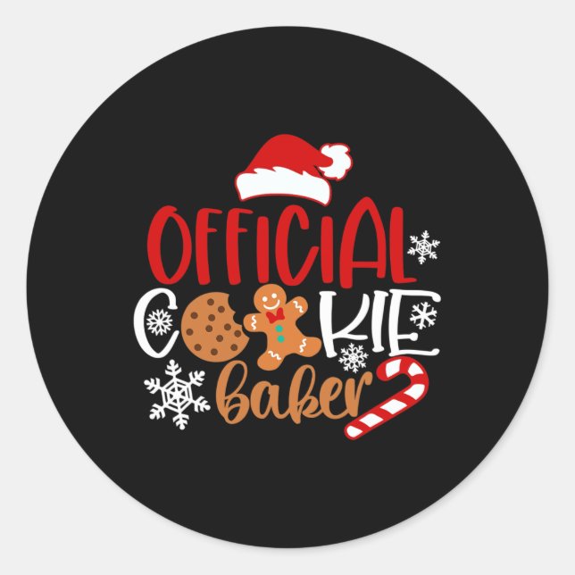 Official cookie baker snowflakes santa christmas p classic round sticker (Front)