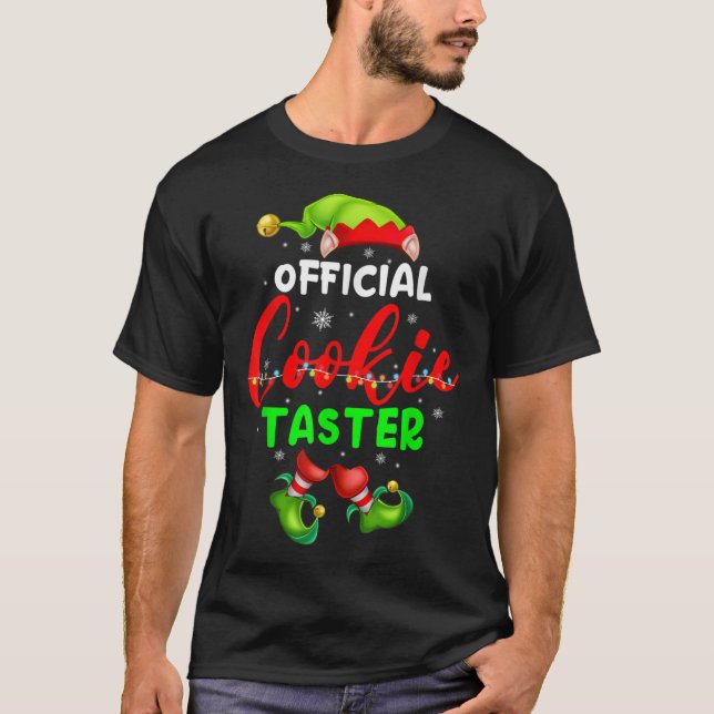 Official Cookie Taster Funny Christmas ELF Cookies T-Shirt (Front)