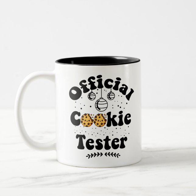 Official Cookie Tester Cookie Lovers Christmas Two-Tone Coffee Mug (Left)