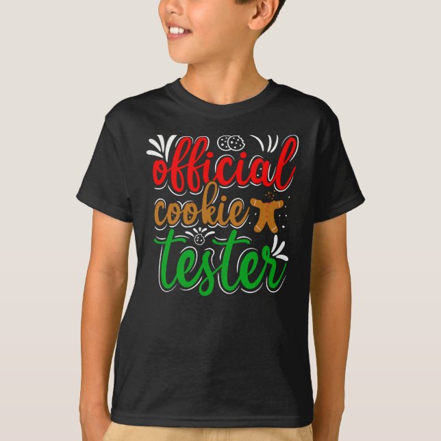 Official Cookie Tester – Cute Christmas Baking Tee (Front)