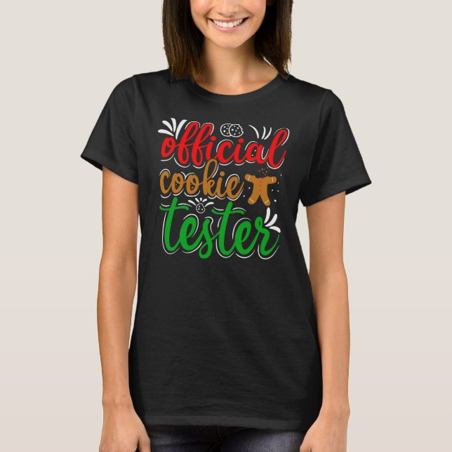 Official Cookie Tester – Cute Christmas Baking Tee (Front)