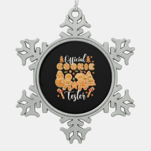 Official Cookie Tester Gingerbread Christmas Baker Snowflake Pewter Christmas Ornament