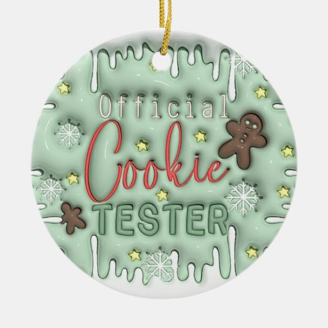 "Official Cookie Tester Ornament" Ceramic Ornament (Front)