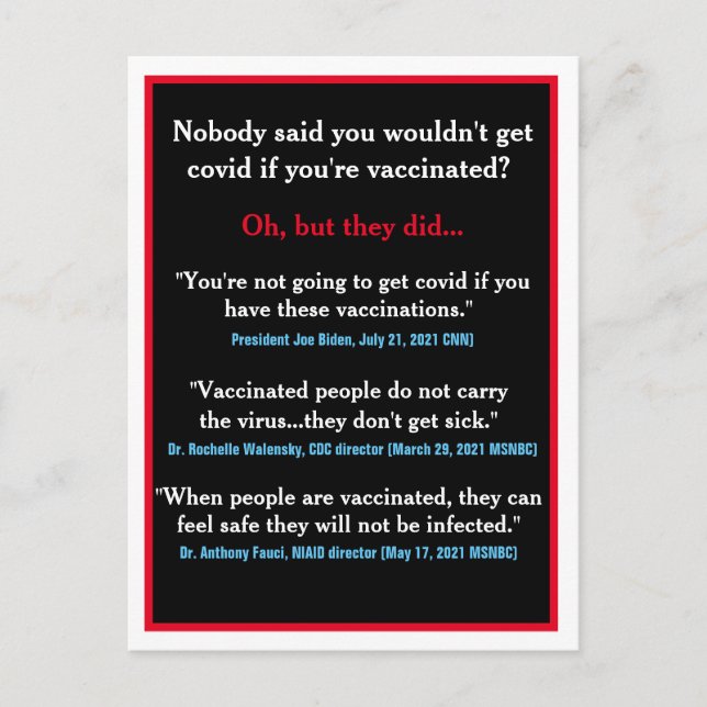 Official covid misinformation postcard (Front)