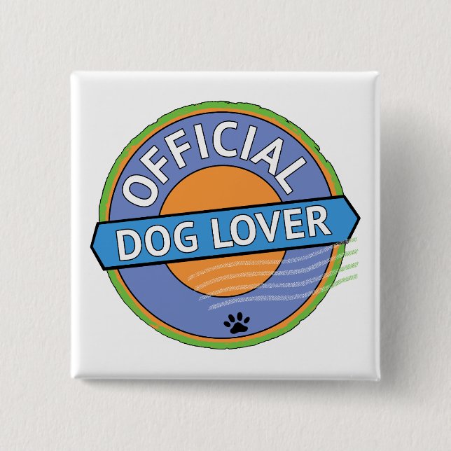 Official Dog Lover    2 Inch Square Button (Front)