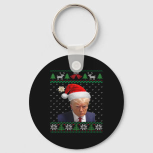 Official Donald Trump Mug Shot Ugly Christmas  Keychain