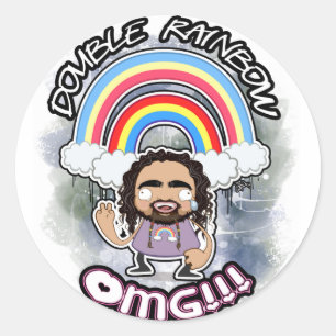 OFFICIAL Double Rainbow Stickers! Classic Round Sticker