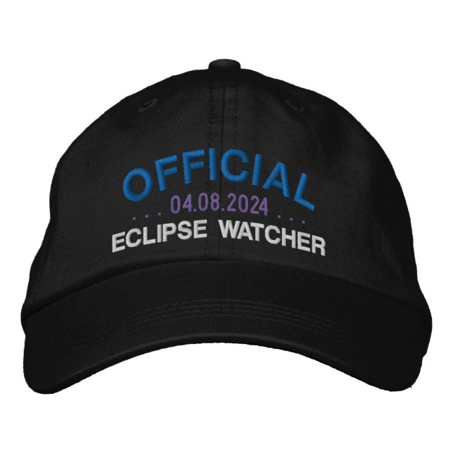 Official Eclipse Watcher Fun Saying Black Embroidered Hat (Front)