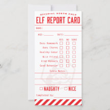 Official Elf Report Card