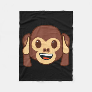 Official Emoji Monkey Holding Ears Yellow Smile Fa Fleece Blanket