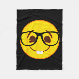 Official Emoji Nerd Gles Yellow Smile Face  Fleece Blanket
