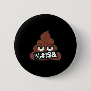 Official Emoji Poop Censored Yellow Smile Face  2 Inch Round Button