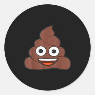 Official Emoji Poop Happy Yellow Smile Face  Classic Round Sticker