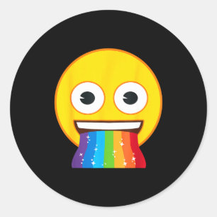 Official Emoji Rainbow Mouth Yellow Smile Face Classic Round Sticker
