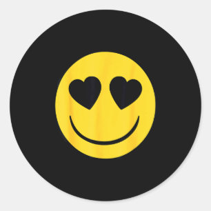 Official Emoji Retro Heart Eyes Yellow Smile Face Classic Round Sticker