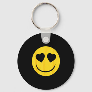 Official Emoji Retro Heart Eyes Yellow Smile Face  Keychain