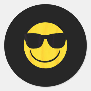 Official Emoji Retro Sungles Yellow Smile Face  Classic Round Sticker