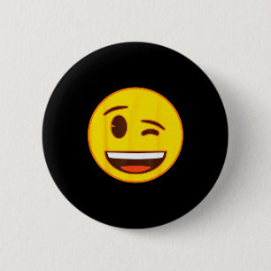 Official Emoji Wink Winking Yellow Smile Face  2 Inch Round Button