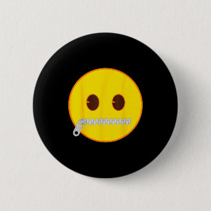 Official Emoji Zip Zipper Mouth Yellow Smile Face 2 Inch Round Button