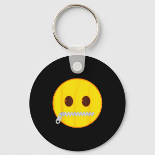 Official Emoji Zip Zipper Mouth Yellow Smile Face  Keychain