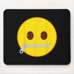 Official Emoji Zip Zipper Mouth Yellow Smile Face  Mouse Pad
