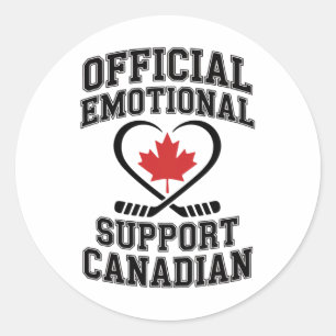 Official Emotional Support Canadian Hockey Player Classic Round Sticker