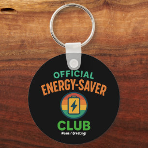 Official Energy-Saver Club Retro Battery Icon Fun Keychain