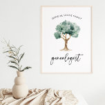 Official Family Genealogist with Tree | Stylish Poster<br><div class="desc">This simple and stylish poster says "official family genealogist",  and you can put your own family name into the text. There is also an elegant,  watercolor tree and modern script typography. A perfect keepsake gift for the ancestry and genealogy expert in your own family tree!</div>