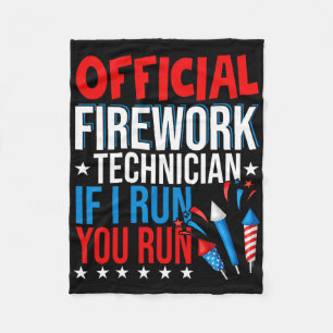 Official Firework Technician Usa Independence Day Fleece Blanket