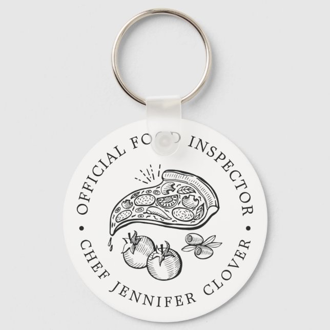 Official Food Inspector | Pizza Themed Keychain (Front)