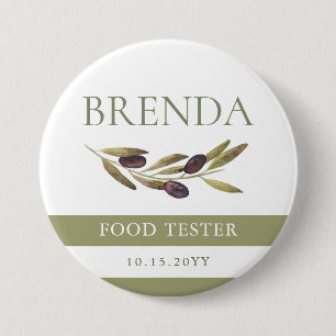 Official Food Tester Olive Branch 3 Inch Round Button