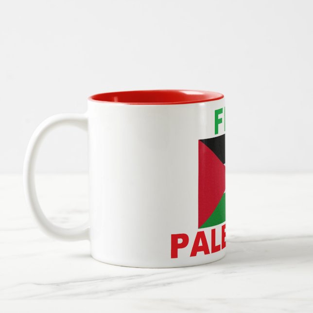 Official Free Palestine Free Gaza Palestine Flag Two-Tone Coffee Mug (Left)