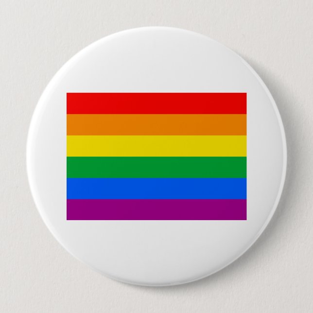 OFFICIAL GAY PRIDE FLAG 4 INCH ROUND BUTTON (Front)