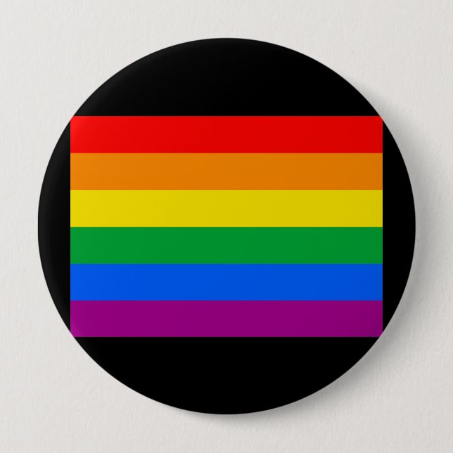 OFFICIAL GAY PRIDE FLAG 4 INCH ROUND BUTTON (Front)