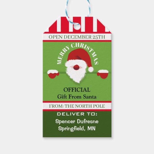 Official Gift From Santa Personalized Tags (Front)