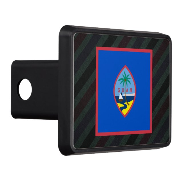 Official Guam Flag on stripes Trailer Hitch Cover (Right)