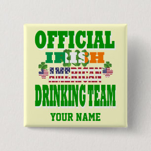 Official   Irish American drinking team 2 Inch Square Button