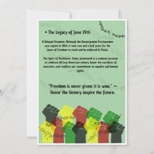 Official Juneteenth Freedom Day Definition Poster  Thank You Card