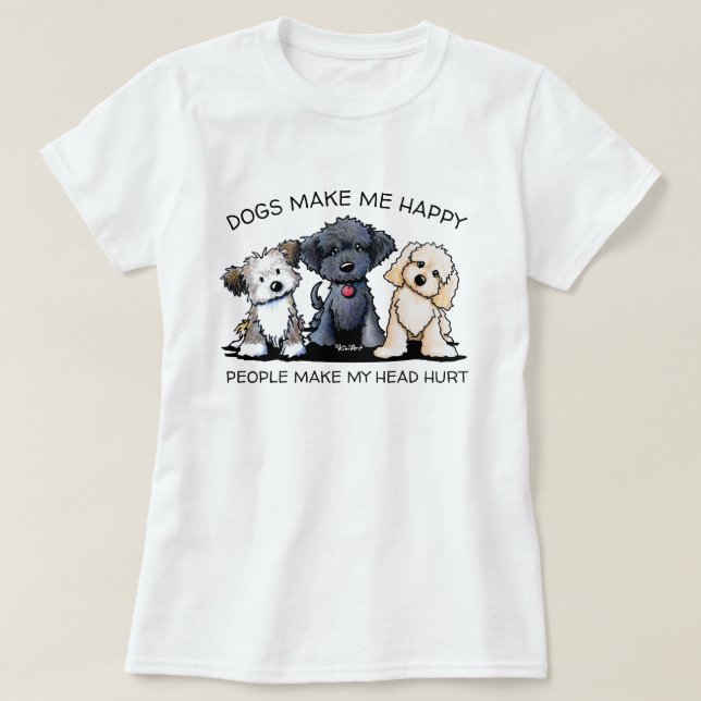 Official KiniArt Dogs Make Me Happy T-Shirt (Design Front)