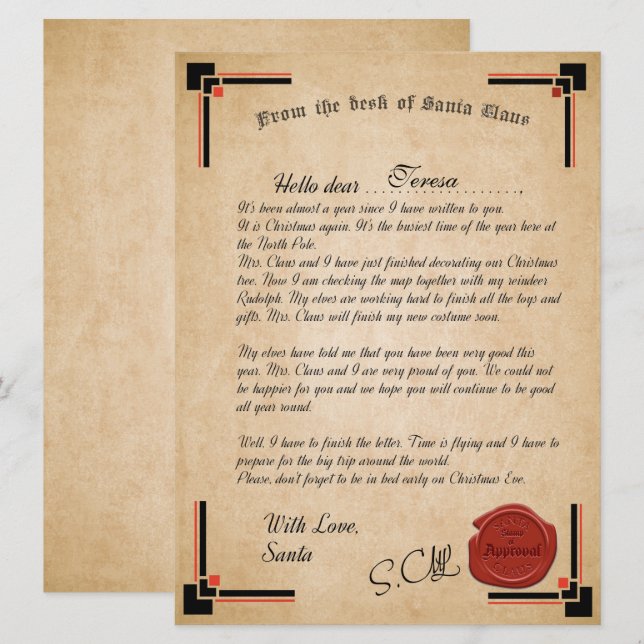 Official Letter From Santa Claus Holiday Card (Front/Back)