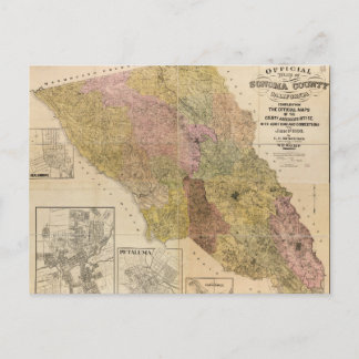 Official map of Sonoma County, California (1900) Postcard