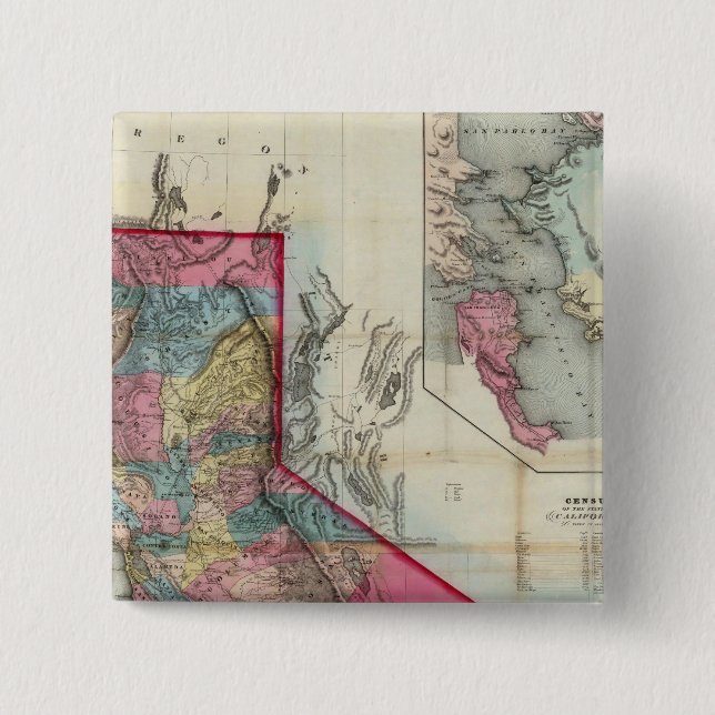 Official map of the State of California 2 Inch Square Button (Front)