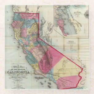 Official map of the State of California Glass Coaster