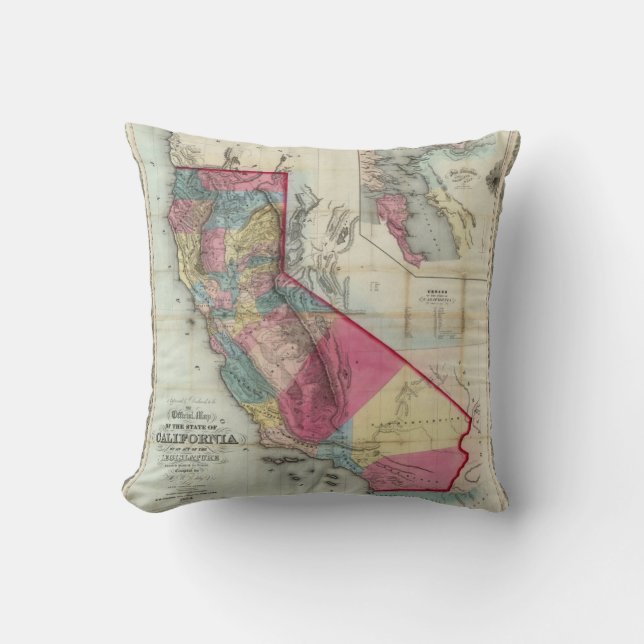 Official map of the State of California Throw Pillow (Front)