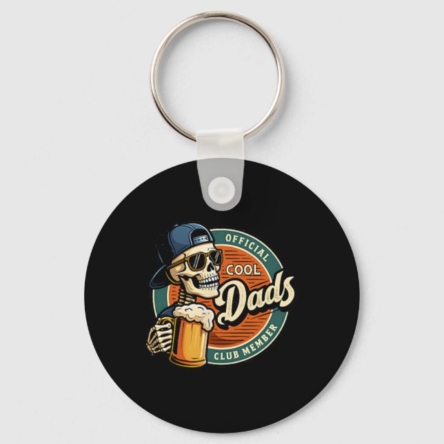 Official Member Cool Dads Club Skeleton Funny Fath Keychain (Front)