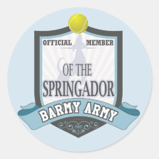 Official member of the Springador Barmy Army stick Classic Round Sticker